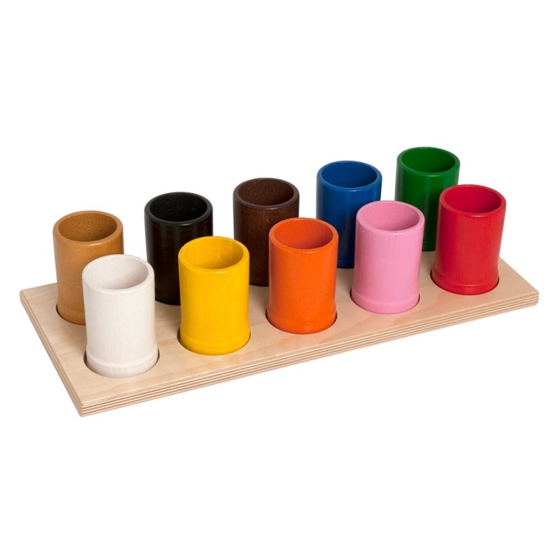 Plate with 10 colored pencil cases