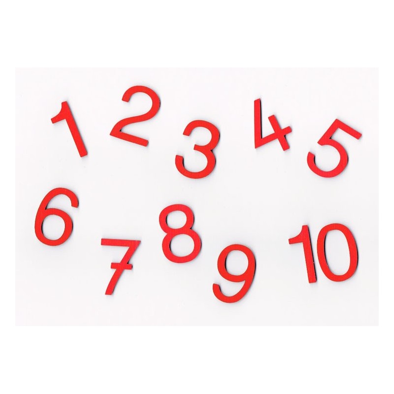 Sawed out red numerals