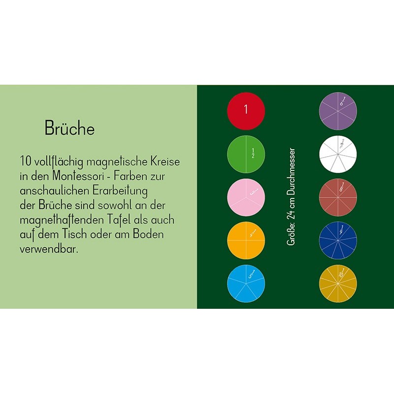 Fraction computing circles in Montessori colors Fraction computing circles in Montessori colors