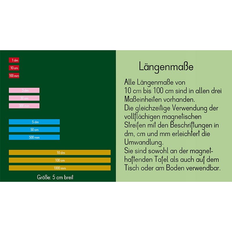 Längenmasse in Montessorifarben Längenmasse in Montessorifarben