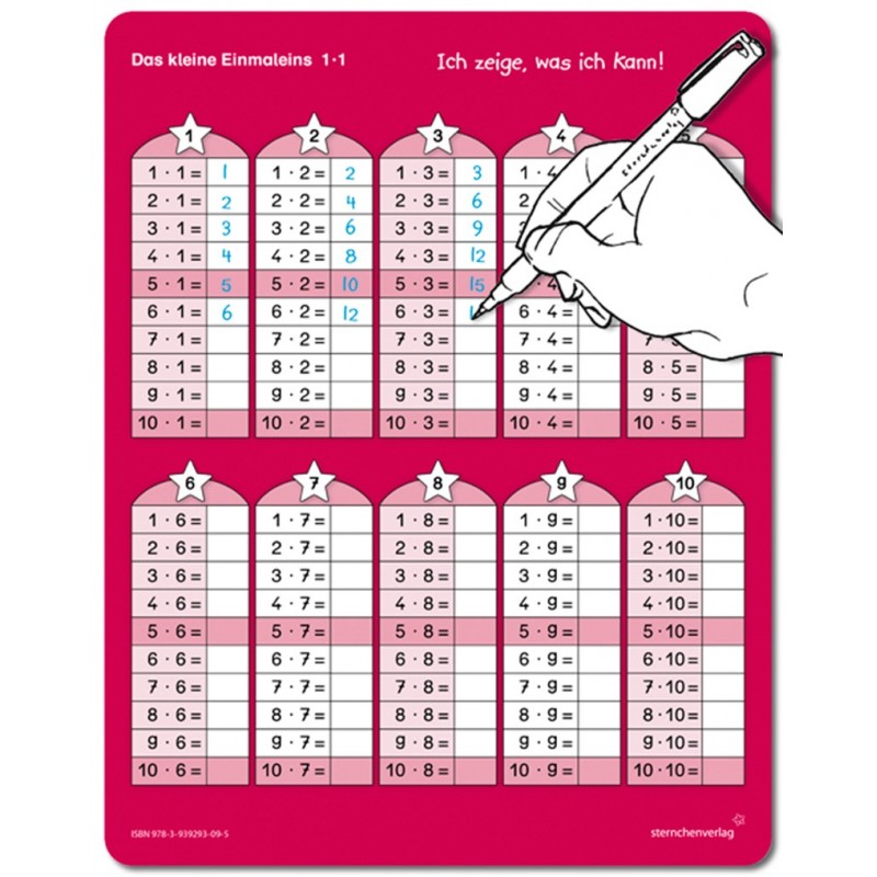 The small multiplication table + pen The small multiplication table + pen