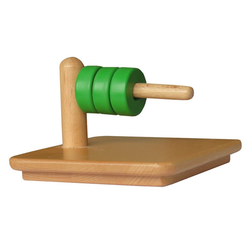 Scheiben auf Horizontalstift mit Umlaufrand Scheiben auf Horizontalstift mit Umlaufrand