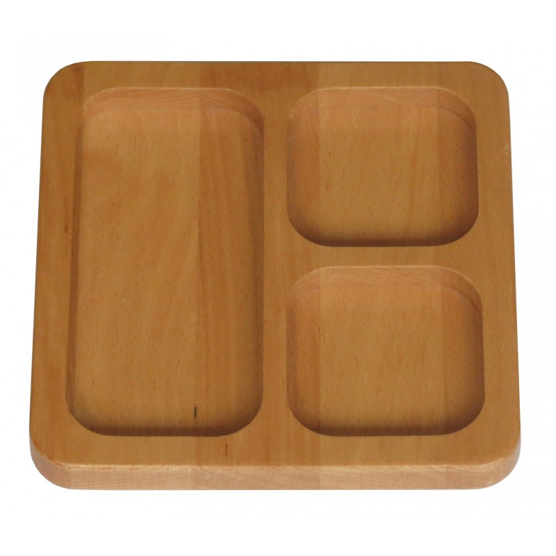 3 compartment sorting tray -beech wood(20 cm * 20 cm * 2 cm) 3 compartment sorting tray -beech wood(20 cm * 20 cm * 2 cm)