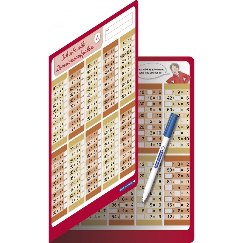 Ich übe alle Divisionsaufgaben + Stift  Ich übe alle Divisionsaufgaben + Stift