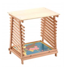 Puzzle Maps Stand with Control Card Drawer---beech wood