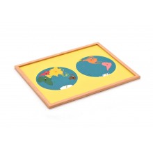 Puzzle Map of The World Parts (Asia)---beech wood frame