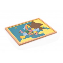 Puzzle Map of Europe---beech wood frame