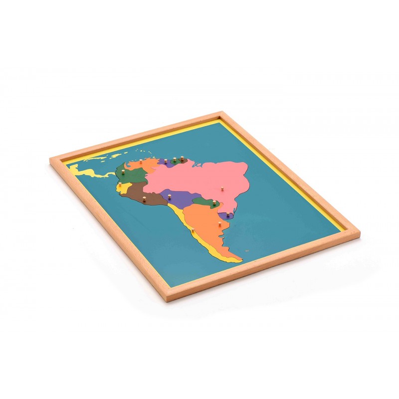 Puzzle Map of South America---beech wood frame