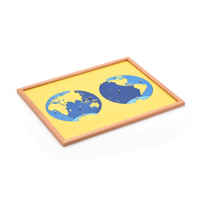 Puzzle Map of Ocean(occident)---beech wood frame
