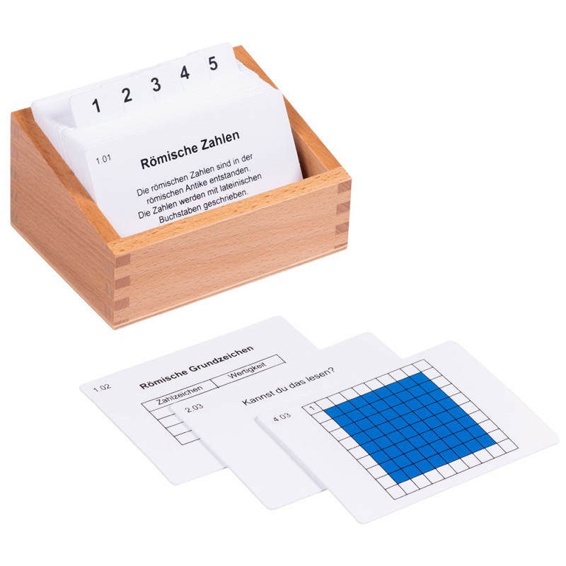 Box with task cards for the hundreds board with Roman numerals Box with task cards for the hundreds board with Roman numerals