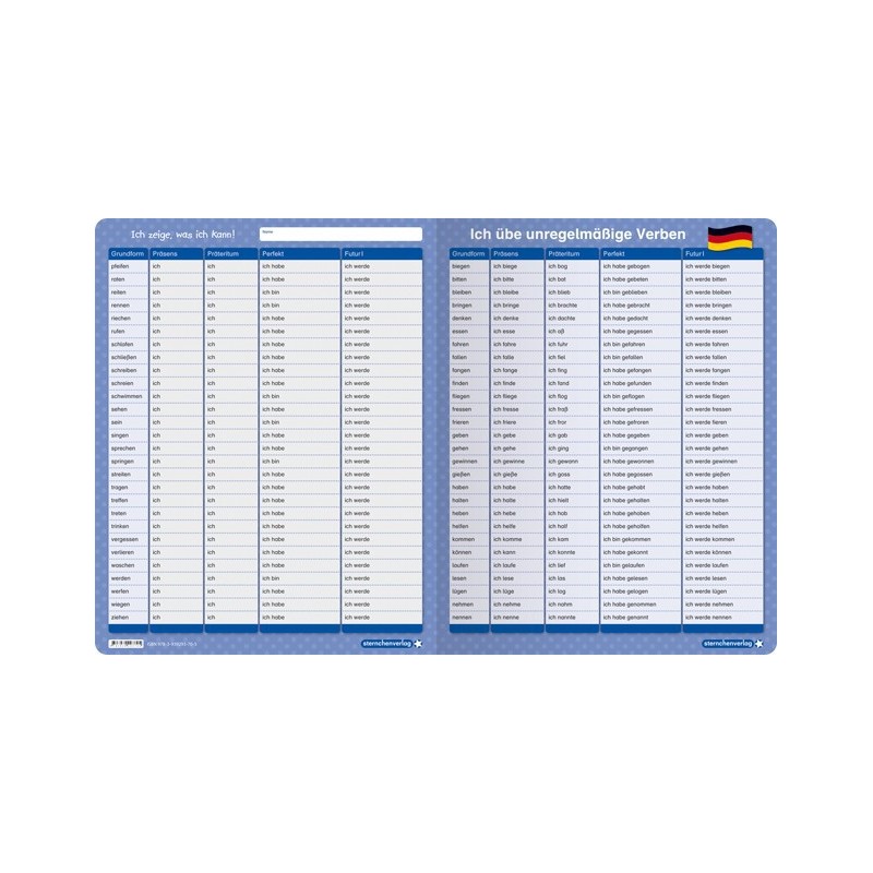 copy of I practice irregular verbs - folding card + pen