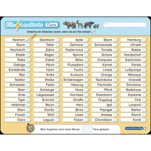 Meine Blitzlesekarte mit Tieren, Obst und Gemüse