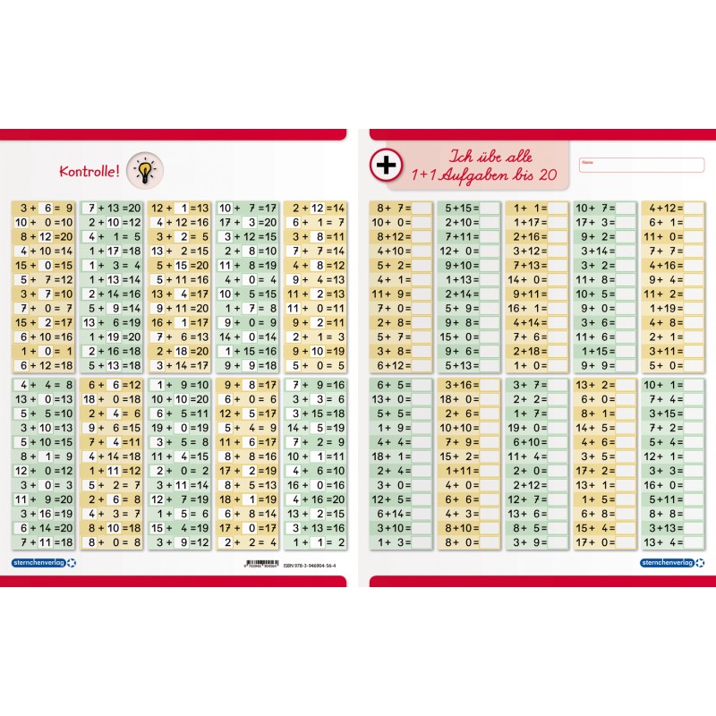 Ich übe alle Additionsaufgaben im Zahlenraum bis 20 - ohne Stift Ich übe alle Additionsaufgaben im Zahlenraum bis 20 - ohne Stift