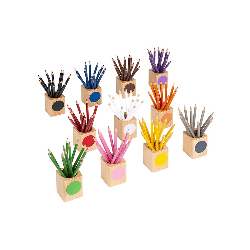 Satz mit 11 farbigen Bleistiftständern Satz mit 11 farbigen Bleistiftständern