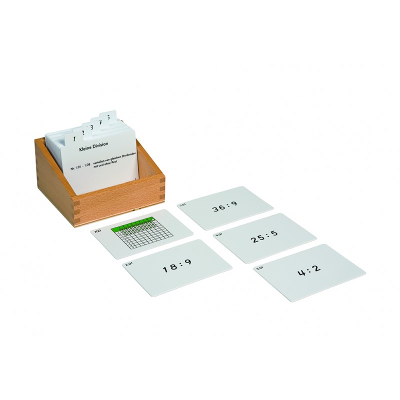 Box with task cards for the small division board