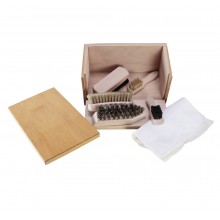 Schuhputzsatz, fünf Bürsten und Schuhtuch - Set