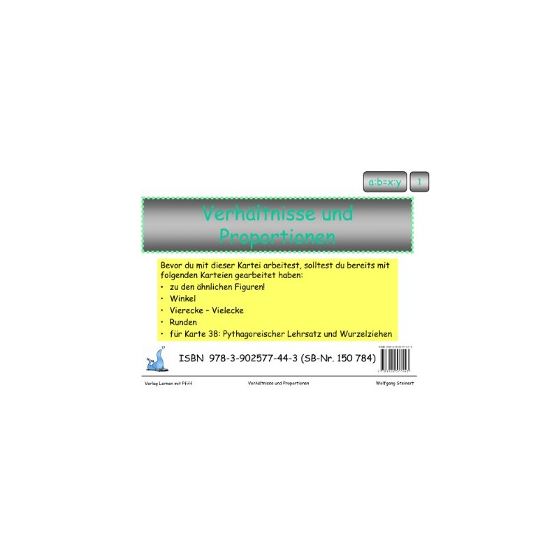Mathematik Lernkarteien - Verhältnisse und Proportionen Mathematik Lernkarteien - Verhältnisse und Proportionen