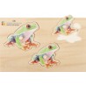 Wooden puzzle realistic size & depth 3-piece set (frogs, rabbits, cats)