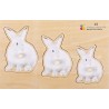 Wooden puzzle realistic size & depth 3-piece set (frogs, rabbits, cats)