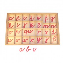 bewegliches Alphabet, Kleinbuchstaben, kursiv, - rot