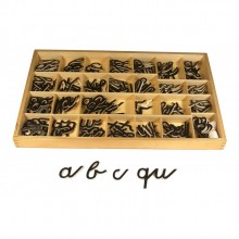 bewegliches Alphabet, Kleinbuchstaben, kursiv, Montessori-Material - schwarz