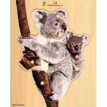 Wood puzzle - realistic - koala, mother with young