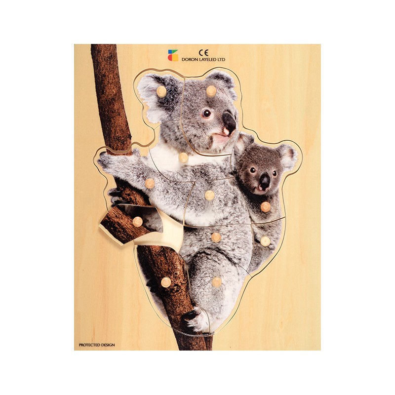 Wood puzzle - realistic - koala, mother with young
