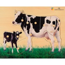 Wooden puzzle - realistic - cow, mother with calf