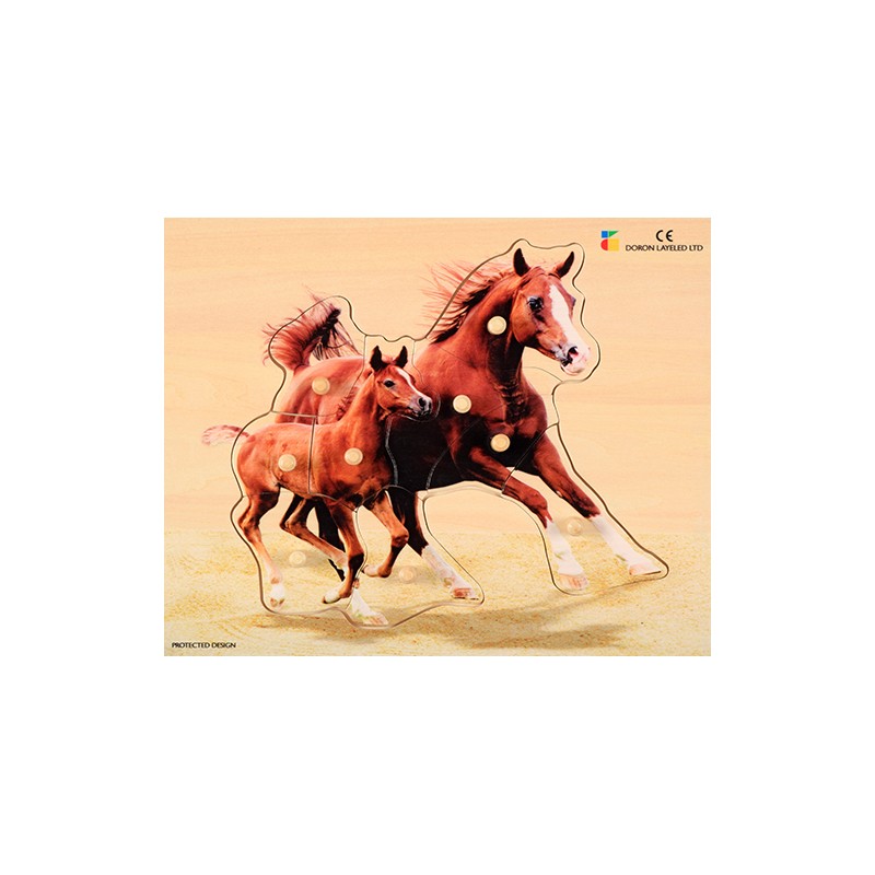 Puzzle z dreva - realistické - kôň, matka s hříbatom