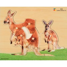Wood Puzzle - realistic - Kangaroo, mother with young