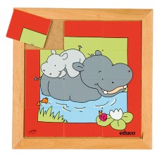 Animal puzzle mother + child - hippo