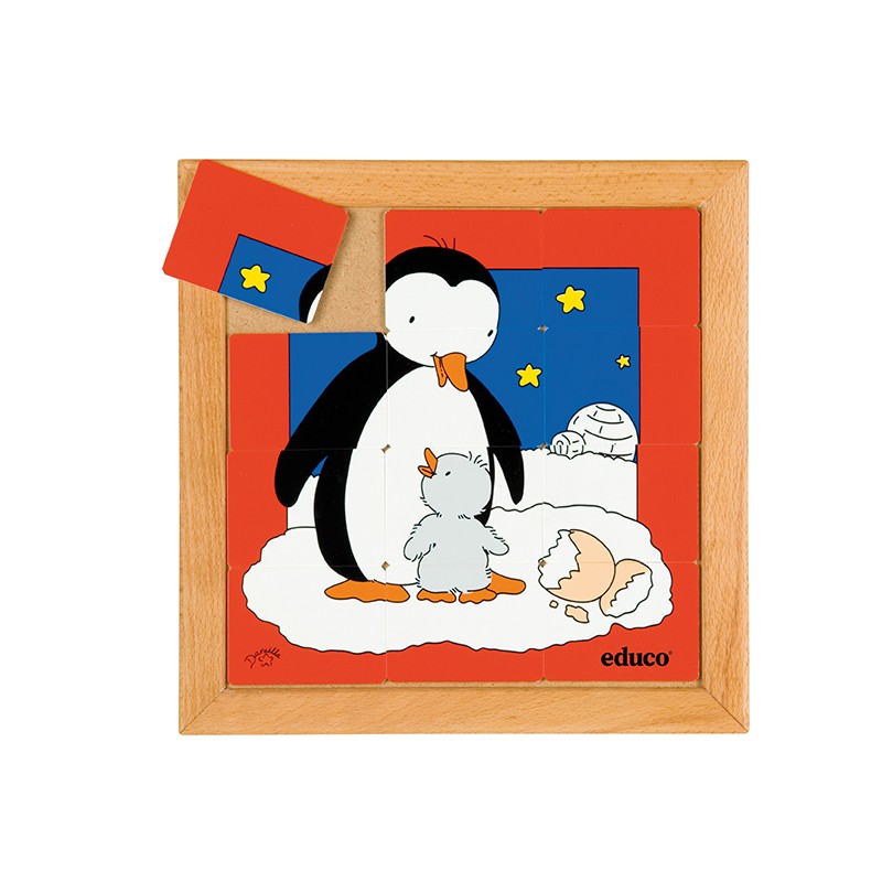 Puzzle zvierat matka + dieťa - tučniak