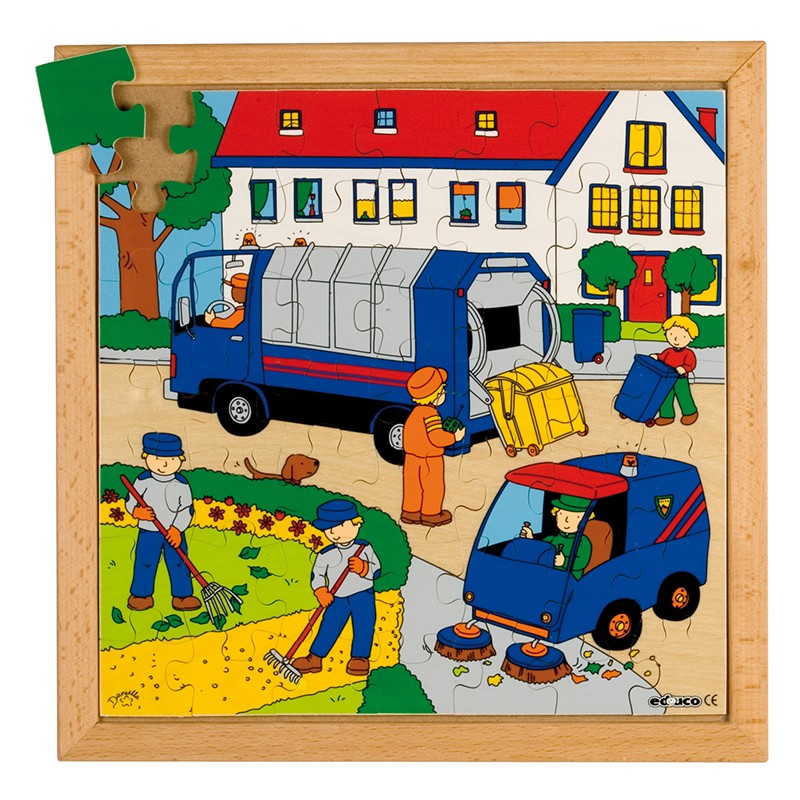 Street action puzzle - trash collection Street action puzzle - trash collection