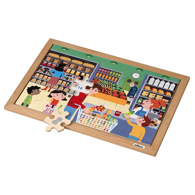 Math puzzle - quantities up to 12 l 35 wooden puzzle pieces