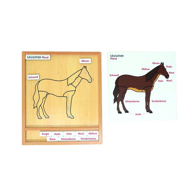 Colored animal puzzle activity set -horse - German Colored animal puzzle activity set -horse - German