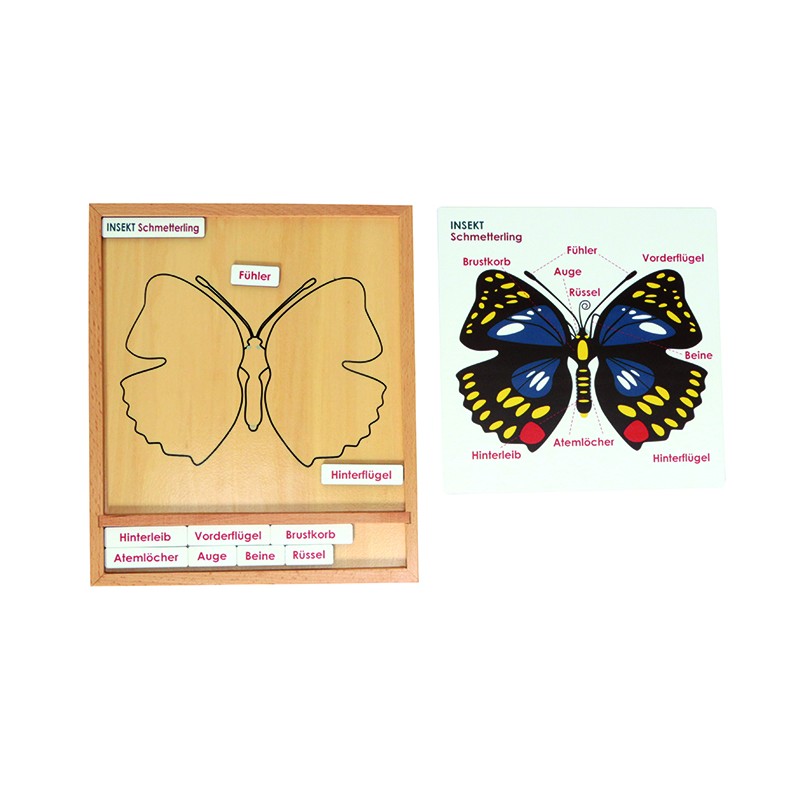 Farebné zvieracie puzzle-aktivity set - motýľ - nemčina