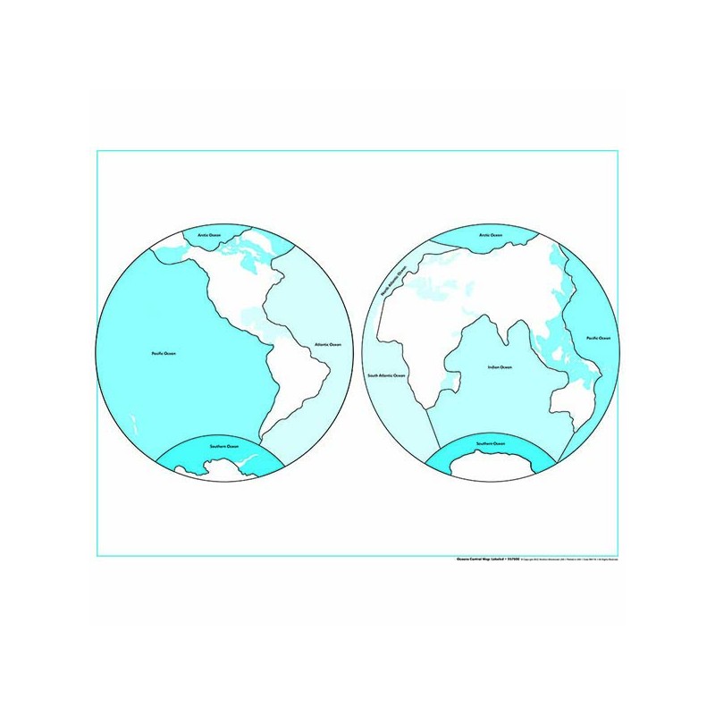 Kontrollkarte Ozeane: beschriftet (englische Ausführung) Kontrollkarte Ozeane: beschriftet (englische Ausführung)
