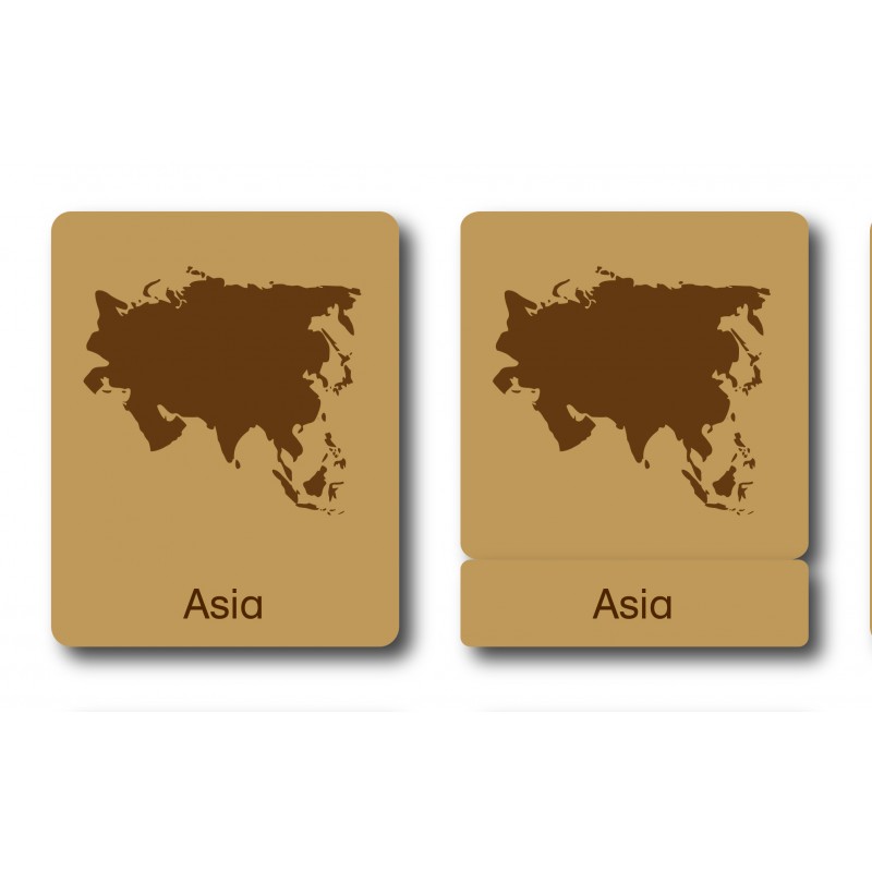 flags Asien - 3 parts classification cards - English
