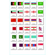 flags Asien - 3 parts classification cards - English