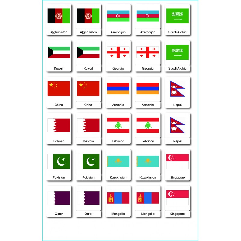 Flaggen Asien - Klassifikationskarten - Englisch Flaggen Asien - Klassifikationskarten - Englisch