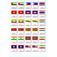 flags Asien - 3 parts classification cards - German