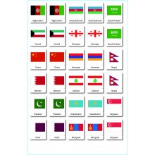 flags Asien - 3 parts classification cards - German