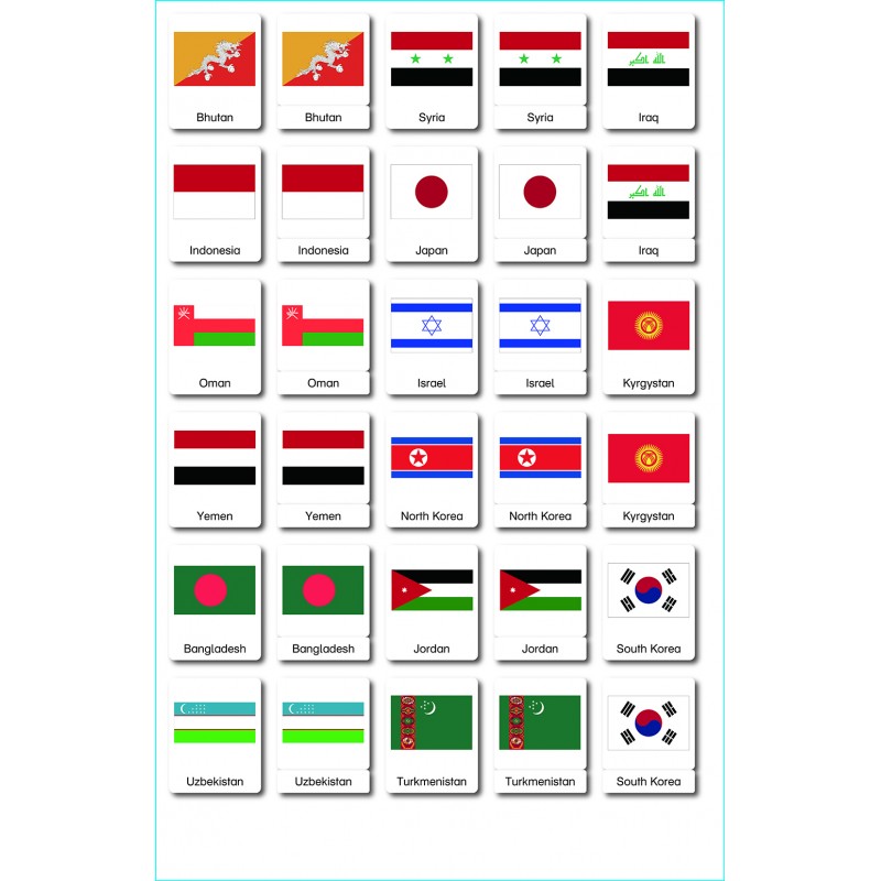 Flaggen Asien - Klassifikationskarten - Englisch Flaggen Asien - Klassifikationskarten - Englisch