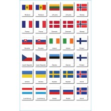 Europe flags - 3 parts classification cards - English