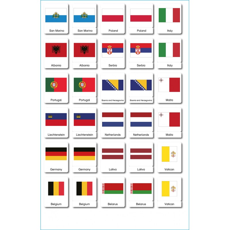 Flaggen Europa - Klassifikationskarten - Englisch Flaggen Europa - Klassifikationskarten - Englisch