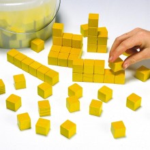 Yellow counting blocks in the bucket