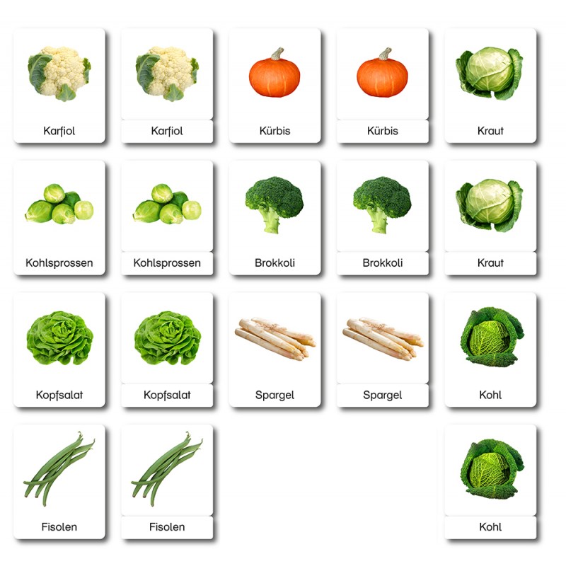 Vegetables - Classification Cards - German