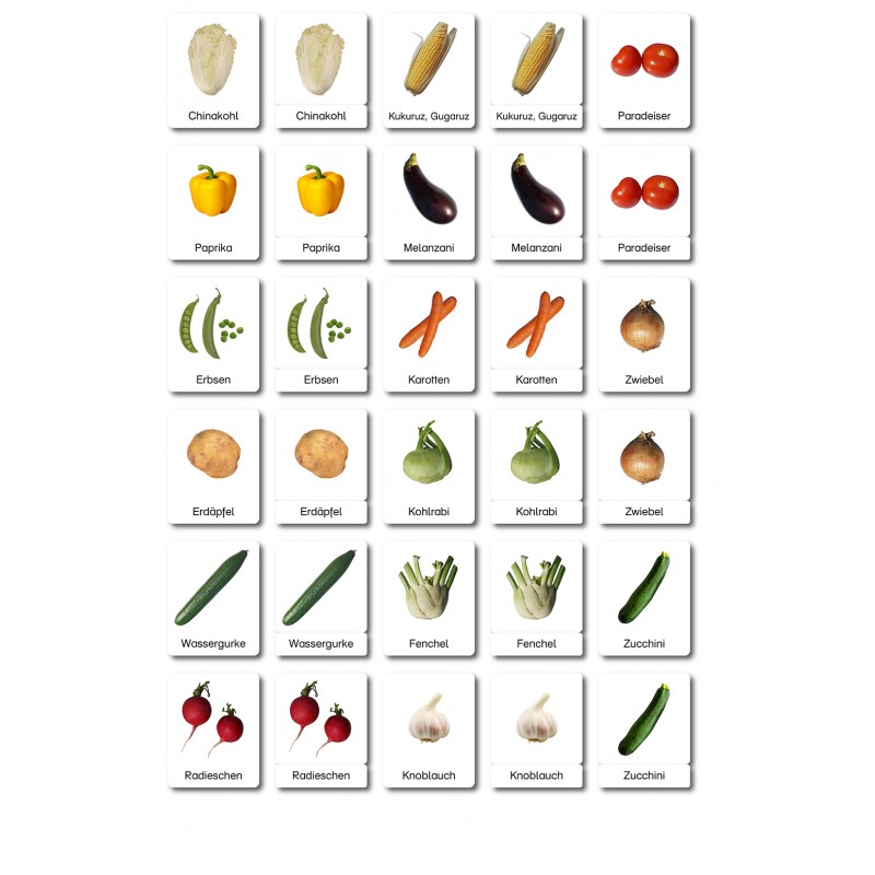 Vegetables - Classification Cards - German