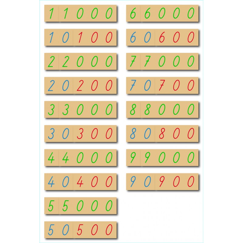 Number cards - small - wood - school script 95 Normal
