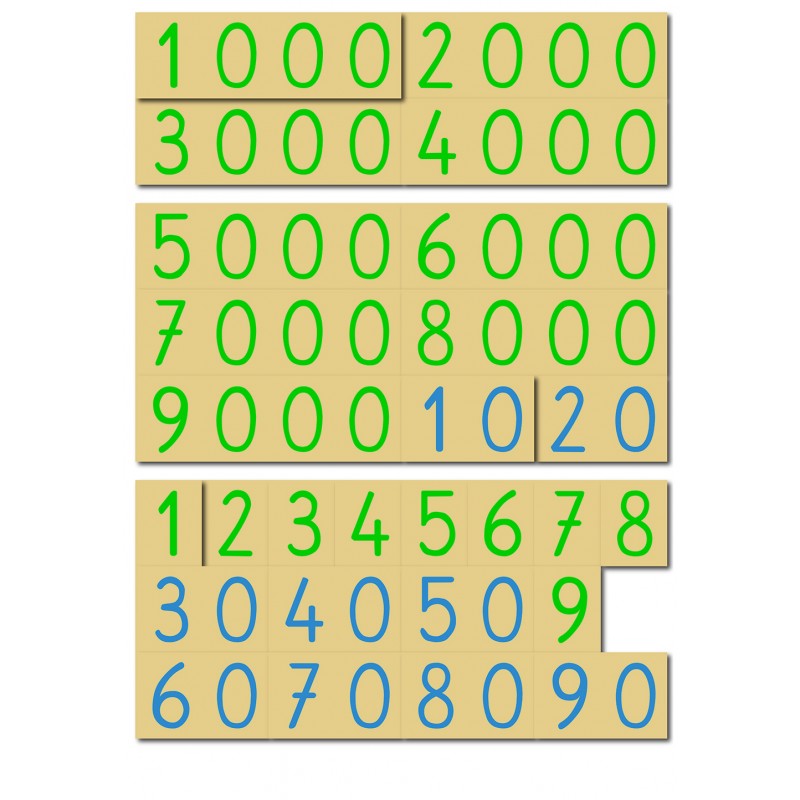 Number cards - large - wood - school script 95-0